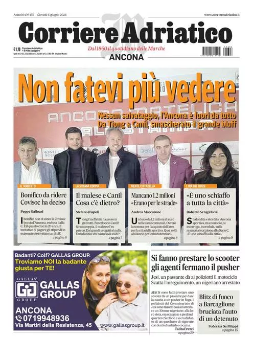 Prima-pagina-corriere adriatico-edizione-di-oggi-06-06-2024